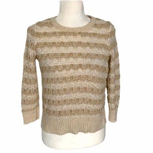 ANN TAYLOR LOFT Boucle Natural Striped Sweater